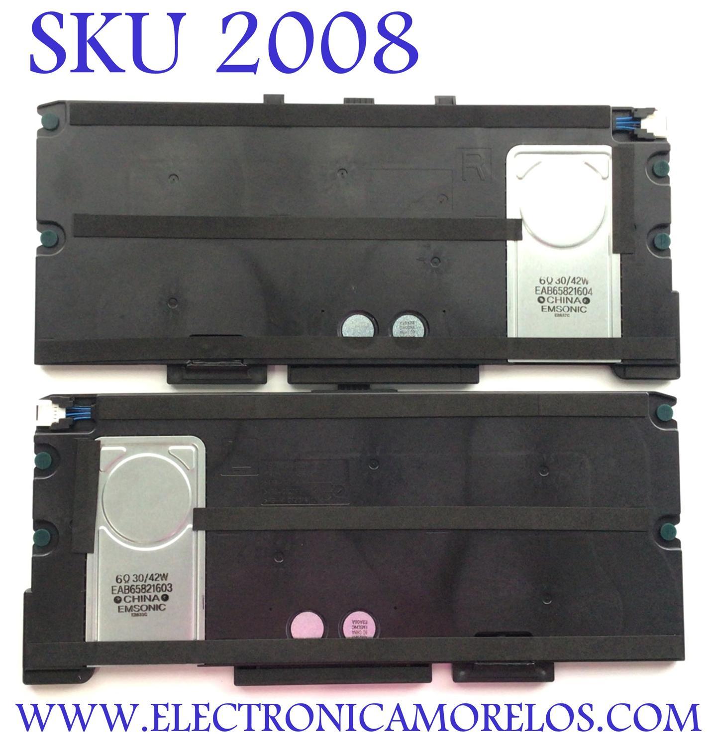 KIT DE BOCINAS PARA TV LG / NUMERO DE PARTE EAB65821603 / EAB65821604 / 6Ω 30 /42W / DISPLAY HV860SUB-E1D / MODELO 86QNED99UPA.AUSFLJR